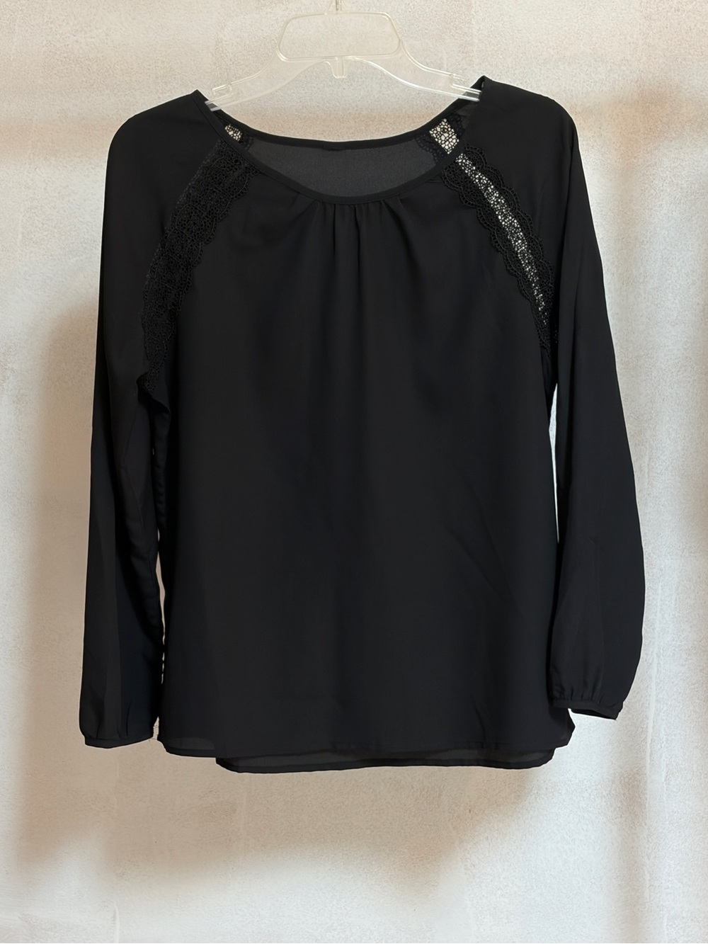 Old Navy Women’s Small Black Lace Detail Sheer Long Sleeve Blouse Romantic Top
